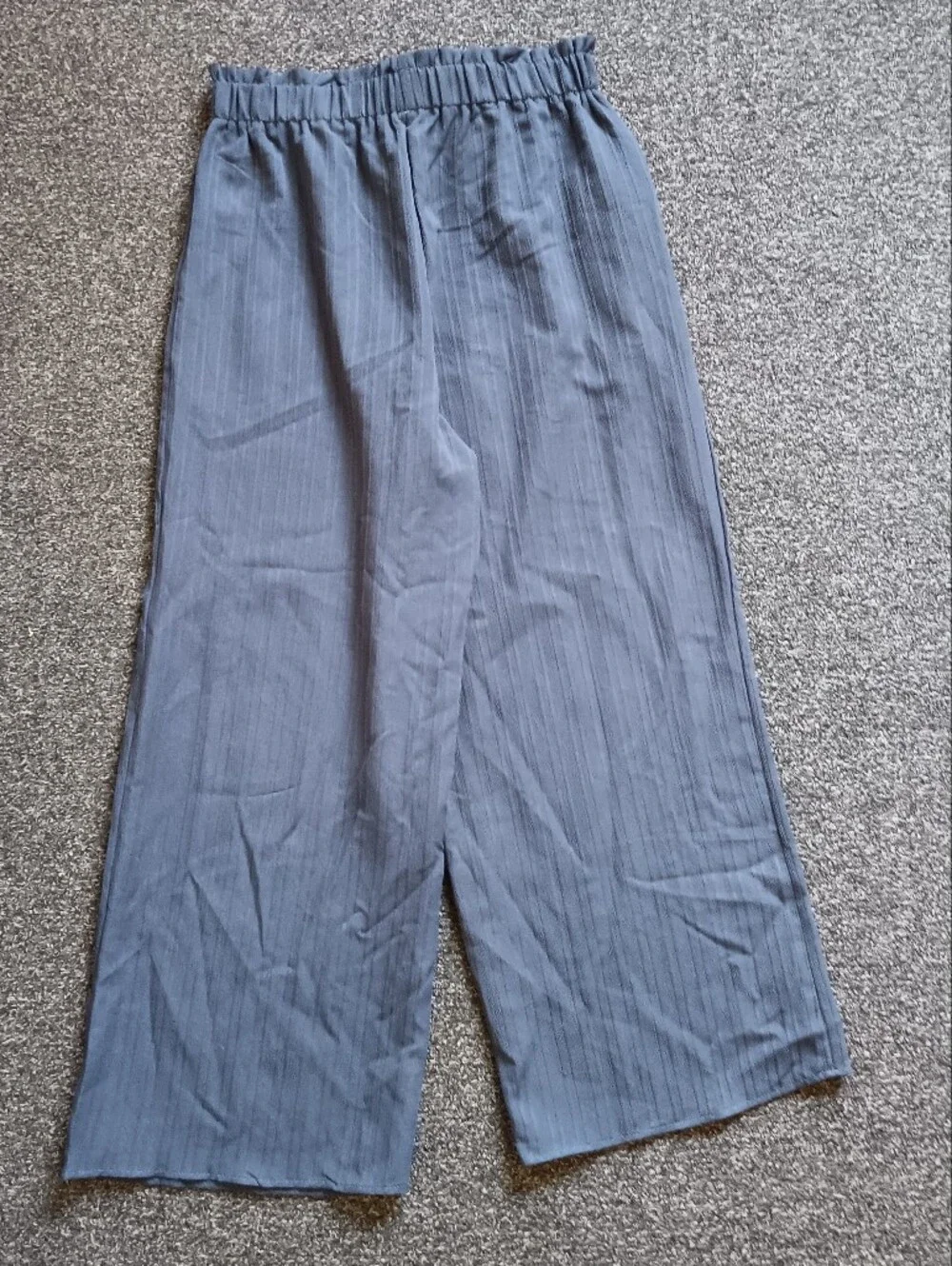 Wide Leg Slip On Comfortable Liggtweight Pants In Slate Blue, Approx. Size Large